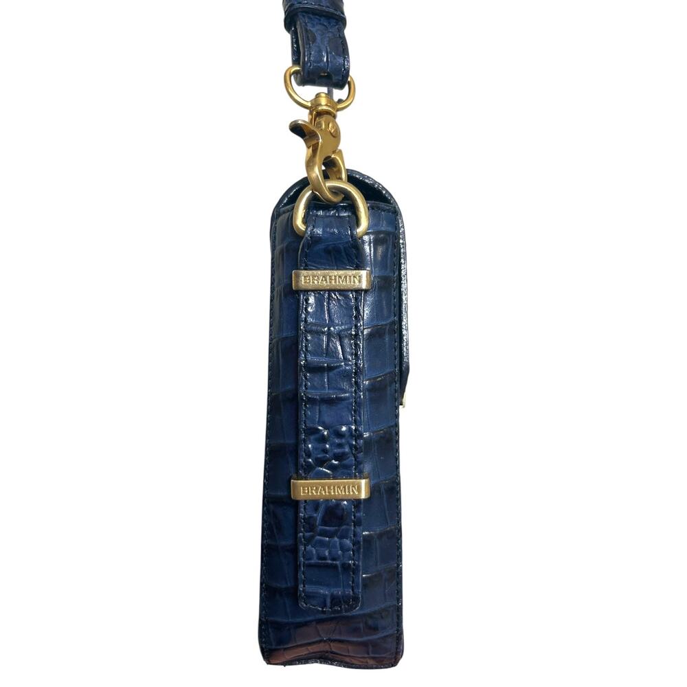 Brahmin, 'Sloane' Croc Small Camera, Phone Bag, Navy Melbourne, Genuine Leather - Picture 9 of 14